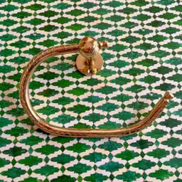 Handmade Brass Toilet Paper Holder, Unlacquered Hand Engraved Roll Wall Mounted Hook, Bathroom Holder - thumbnail 4