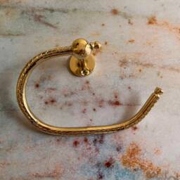Handmade Brass Toilet Paper Holder, Unlacquered Hand Engraved Roll Wall Mounted Hook, Bathroom Holder - thumbnail 3