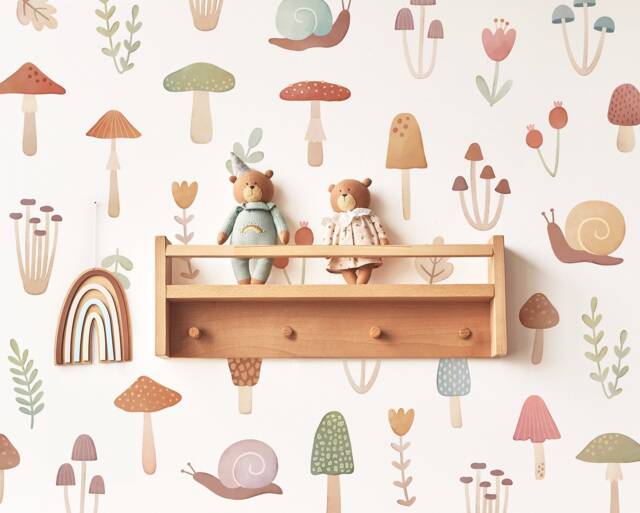 Woodland Mushroom Wall Decals - Removable, Reusable Stickers Nursery Decor, Kids Room Art, Forest Decor - image 1