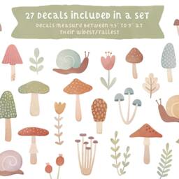 Woodland Mushroom Wall Decals - Removable, Reusable Stickers Nursery Decor, Kids Room Art, Forest Decor - thumbnail 2
