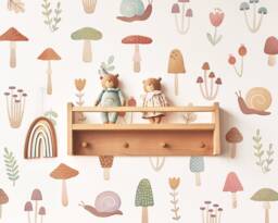 Woodland Mushroom Wall Decals - Removable, Reusable Stickers Nursery Decor, Kids Room Art, Forest Decor - thumbnail 1