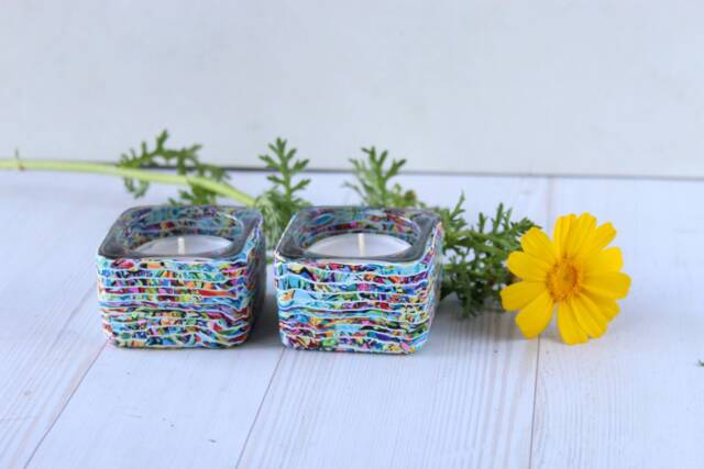 Polymer Clay Shabbat Candle Holders - Handmade Judaica Decor - image 1