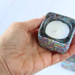 Polymer Clay Shabbat Candle Holders - Handmade Judaica Decor - thumbnail 3