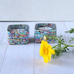 Polymer Clay Shabbat Candle Holders - Handmade Judaica Decor - thumbnail 2