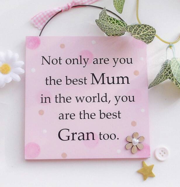 Not Only Are You The Best Mum in World Gran Too Wooden Gift Plaque 13cm X - image 1
