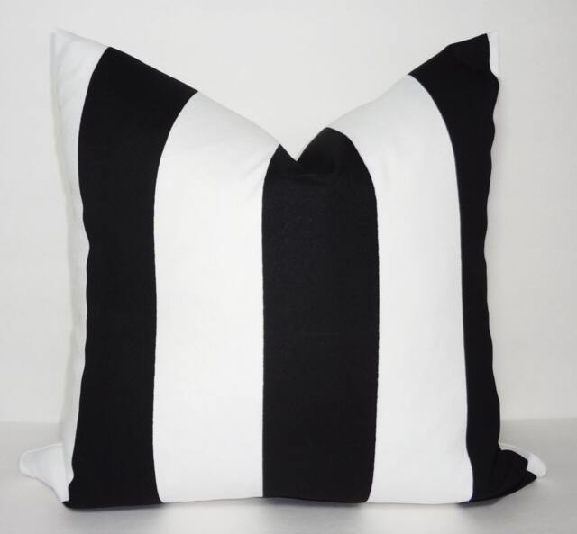 Black & White Stripe Outdoor Pillow Cover, Deck Patio Decor