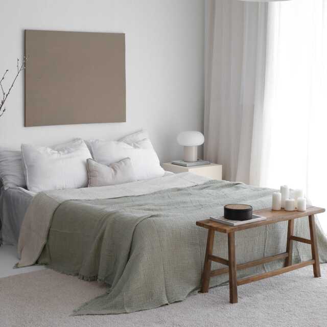 Muslin Throw Blanket, Bedspread King, Gauze Cotton Oversize King Soft Coverlet, Sage Green - image 1
