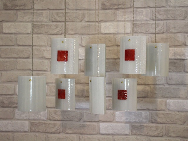 Fused Glass Pendant Lights. Chandelier With Shell Type Pendants. Series Shell - image 1