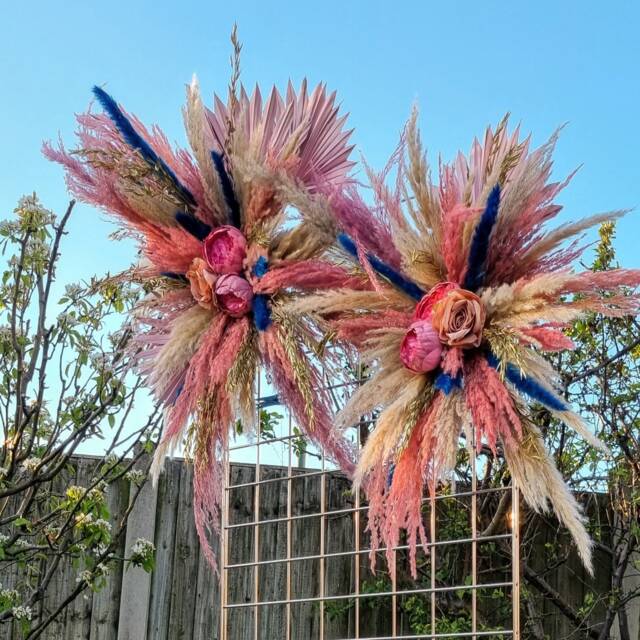 xl Pink Pampas Grass Mirror Decor Bohemian Salon Wall Arrangement - image 1