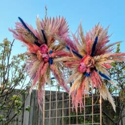 xl Pink Pampas Grass Mirror Decor Bohemian Salon Wall Arrangement - thumbnail 1