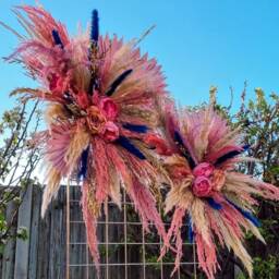 xl Pink Pampas Grass Mirror Decor Bohemian Salon Wall Arrangement - thumbnail 2
