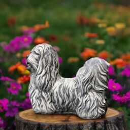 Stone Shih Tzu Statue Concrete Dog Figure Garden Sheep Cement Guardian Sculpture Outdoor Yard Ornament Lhasa Apso Lover Gift Lawn Decor - thumbnail 2