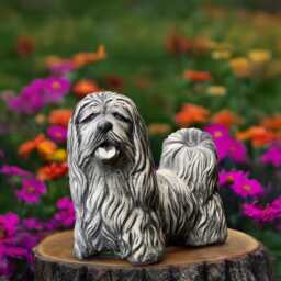 Stone Shih Tzu Statue Concrete Dog Figure Garden Sheep Cement Guardian Sculpture Outdoor Yard Ornament Lhasa Apso Lover Gift Lawn Decor - thumbnail 1