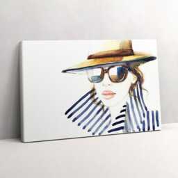 Watercolor - Woman With Glasses Canvas, Wall Art Picture, Navy Decoration, People Canvas - thumbnail 2