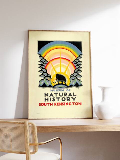 Kauffer Museum Of Natural History 1923 By Edward Mcknight Vintage UK Travel Poster Art Print, A1/A2/A3/A4 - image 1