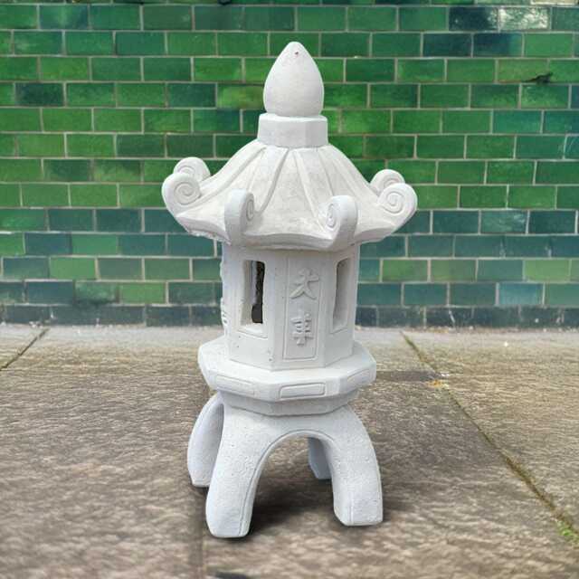 Concrete White Pagoda Lantern Statue Outdoor Garden Figurine With Windows Stone Zen Sculpture Cement Yard Ornament Tranquil Home Gift Idea - image 1