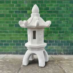 Concrete White Pagoda Lantern Statue Outdoor Garden Figurine With Windows Stone Zen Sculpture Cement Yard Ornament Tranquil Home Gift Idea - thumbnail 4