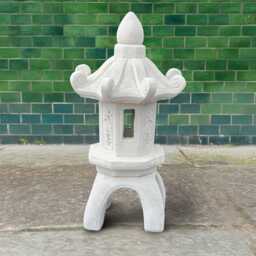 Concrete White Pagoda Lantern Statue Outdoor Garden Figurine With Windows Stone Zen Sculpture Cement Yard Ornament Tranquil Home Gift Idea - thumbnail 3