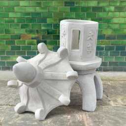 Concrete White Pagoda Lantern Statue Outdoor Garden Figurine With Windows Stone Zen Sculpture Cement Yard Ornament Tranquil Home Gift Idea - thumbnail 2