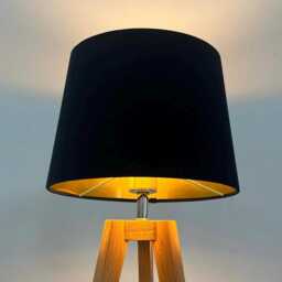 Black Velvet Brushed Gold Tapered Empire Lampshade - thumbnail 3