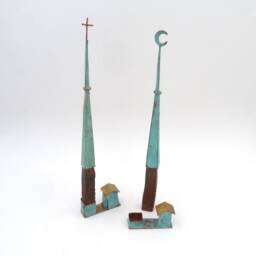 Wrought Iron Casita Sculpture, Patinated Bronze Accent - thumbnail 3