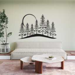 Pine Tree Forest Metal Wall Art, Rustic Cabin Decor, Unique Birthday Gift - thumbnail 3