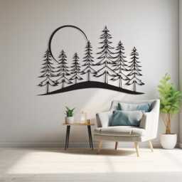 Pine Tree Forest Metal Wall Art, Rustic Cabin Decor, Unique Birthday Gift - thumbnail 4