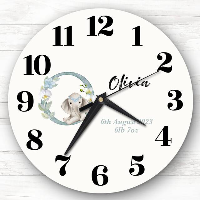 Baby Floral Watercolour Animal Alphabet Letter O Gift Personalised Clock - image 1