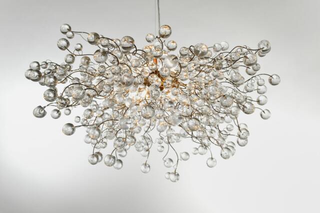 Large Modern Hanging Chandeliers With Clear Transparent Bubbles - Globe Light Fixture For Dining Room, Living Room Or Open Space - image 1