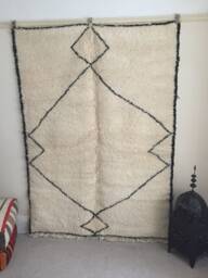 Beni Ourain Rug - Moroccan Handwoven Rug, Pure Wool, Ivory With Black Marks/160 X 220 cm 5.24 7.21 Ft Code 021 - thumbnail 1