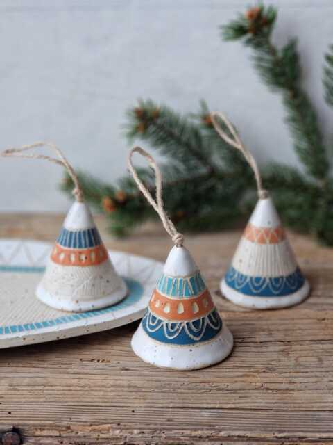 Ceramic Bells, Handmade Christmas Tree Ornaments, Holiday Decorations, Housewarming Gift - image 1