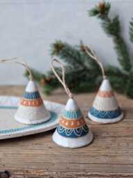 Ceramic Bells, Handmade Christmas Tree Ornaments, Holiday Decorations, Housewarming Gift - thumbnail 1