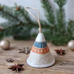 Ceramic Bells, Handmade Christmas Tree Ornaments, Holiday Decorations, Housewarming Gift - thumbnail 2