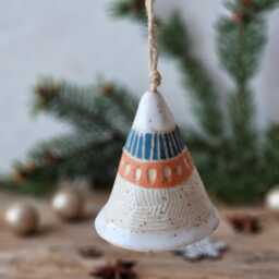 Ceramic Bells, Handmade Christmas Tree Ornaments, Holiday Decorations, Housewarming Gift - thumbnail 3