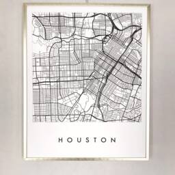 Houston Map Street Texas City Drawing Black & White - Art Print University Graduation Wedding Anniversary Realtor Gift Wall - thumbnail 3