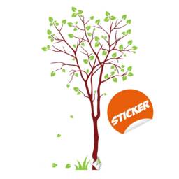 Tree Sticker Decal - Wall Birch Art Vinyl Nursery Stickers Nature Botanical Trees Decals Forest Decor Natural Big Leaf Peel & Stick - thumbnail 2