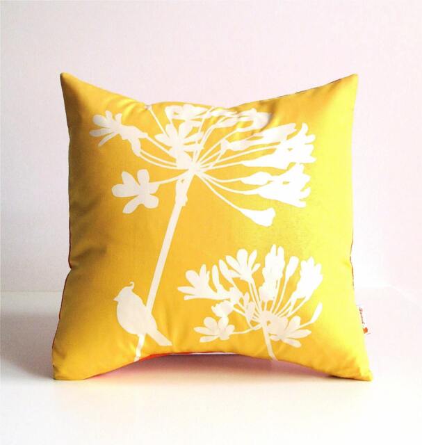 Yellow Cardinal On Agapanthus-Mini 10.5 Inches Square Pillow - image 1
