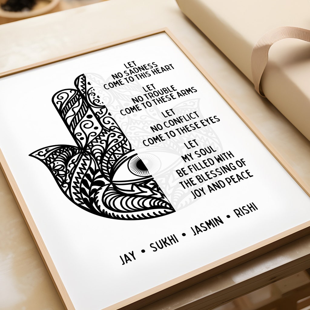 Hamsa Prayer Framed Print, Wall Art, Hand, Home Decor, Mantra, Quote,  Prayer, Evil Eye, Good Fortune, Amulet, Nazar by Etsy | ufurnish.com, image size:1024x1024