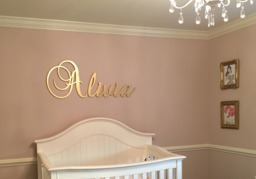 Gold Nursery Name Sign - Baby & Kids Decor Wall Letters For Boy & Girl Glitter Wood - thumbnail 1