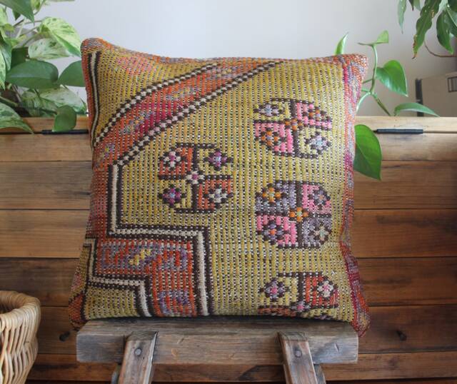 50cm - 20In Vintage Kilim Pillow Cover Handwoven - Large Medium Square Cushion Sofa - image 1