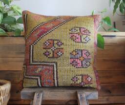 50cm - 20In Vintage Kilim Pillow Cover Handwoven - Large Medium Square Cushion Sofa - thumbnail 1
