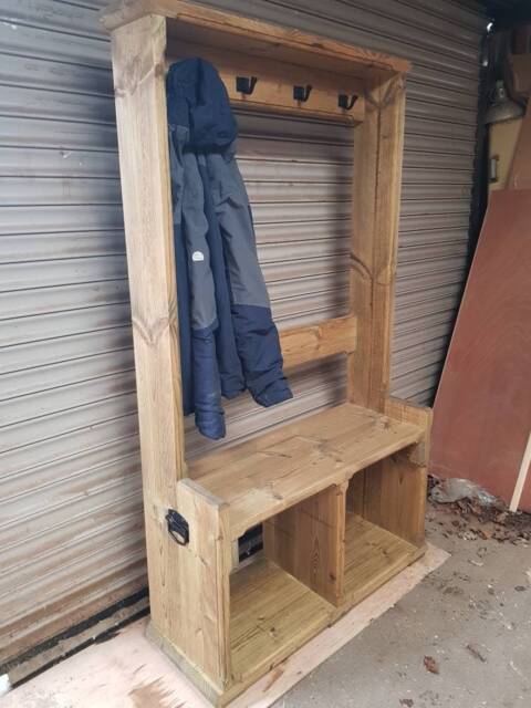 Rustic Pine Hallway Storage/ Coat Stand - image 1