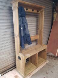 Rustic Pine Hallway Storage/ Coat Stand - thumbnail 1