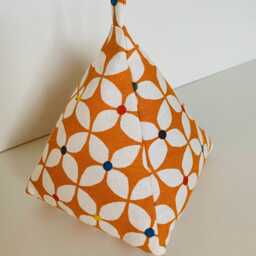 Orange Scandi Geometric Doorstop Handmade Retro Decor - thumbnail 2