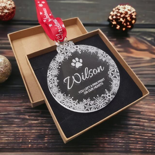 Personalised Pet Memorial Christmas Tree Bauble Decoration - Perfect Way To Remember Your This - image 1