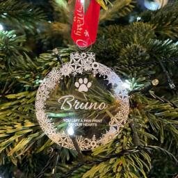Personalised Pet Memorial Christmas Tree Bauble Decoration - Perfect Way To Remember Your This - thumbnail 2
