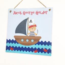 Personalised Pirate Plaque, Nursery, Boy's Name Sign, Bedroom Theme, Wall Art, Room Sign - thumbnail 3