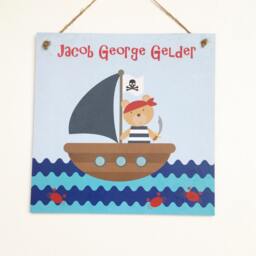 Personalised Pirate Plaque, Nursery, Boy's Name Sign, Bedroom Theme, Wall Art, Room Sign - thumbnail 1