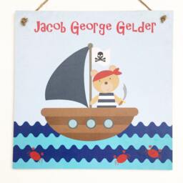 Personalised Pirate Plaque, Nursery, Boy's Name Sign, Bedroom Theme, Wall Art, Room Sign - thumbnail 2