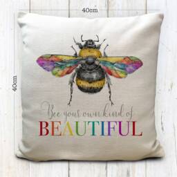 Lgbtq Rainbow Bee Cushion Cover - Beautiful Pride Equality Diversity Unique Home Decor 40cm 16 Inches - thumbnail 2